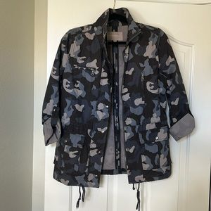 Blue/grey camouflage parka jacket